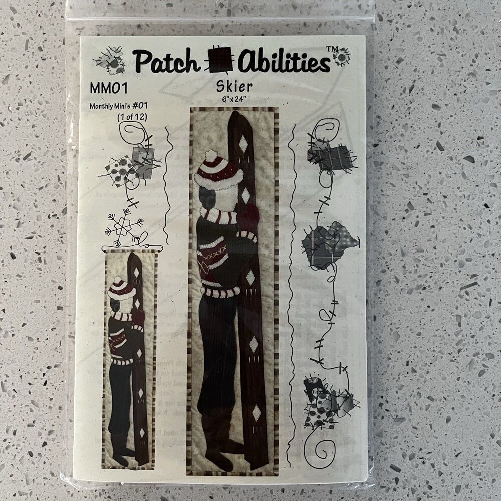 Patch Abilities "SKIER" Mm 01 Quilt Pattern Fabric Included 6x24" Winter